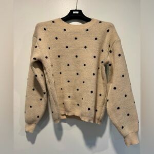 Cream Polka Dot Knit Sweater